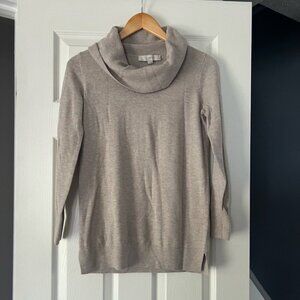 LOFT Beige Cowl Neck Pullover Sweater | Size Small | Cozy Soft Neutral Knit